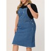 Agnes Orinda Women's Plus Size Overall Distressed Racerback with Pockets Denim Jumpers Dress - 2 of 4