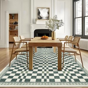 Modern Washable Area Rug for Living Room, Foldable Geometric Throw Carpet with Non Slip Backing, Low Pile Stain Resistant Floor Cover - 1 of 4