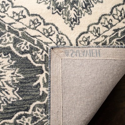 Blue Floral Hand Tufted Wool Area Rug