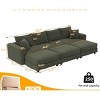 102.4 Inch Convertible Lounge Sofa with 3 Ottomans, 4-Seat Cloud Couch with Cushions, Corduroy Lounge Sofa with Wood Frame-Coolbibila - 4 of 4