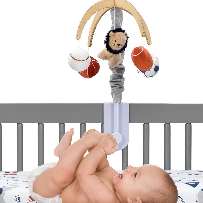 Lambs & Ivy Hall of Fame Lion/Sports Balls Musical Baby Crib Mobile Soother Toy, 2 of 7