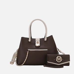 MKF Collection Edith Vegan Leather Women’s Tote Bag with Wallet by Mia K - Brown - 1 of 4