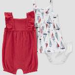 Carter's Just One You®️ Baby Girls' Sailboat Romper - Red/White