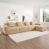 Modular 4-Seat L-Shaped Sectional Sofas, Deep Seat Cloud Couch with 1 Movable Ottoman & Throw Pillows, Plush Corduroy Boneless Sofa for Living Room - 2 of 4