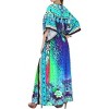 LA LEELA Women's Maxi Plus Size Long Slit Caftan Dresses One Size Sky Animal - 3 of 4