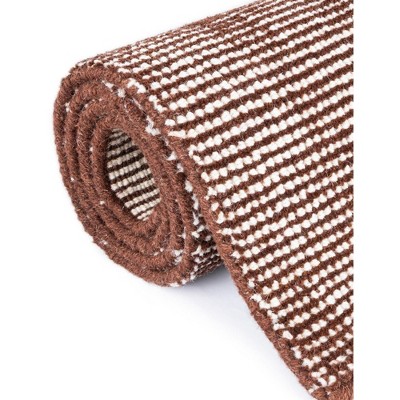 Mocha Brown Wool Geometric Runner Rug 2' x 4'1"