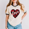 Simply Sage Market Women's Buffalo Plaid Love Heart Short Sleeve Ringer Tee - 2 of 4