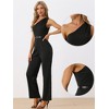 Allegra K Women's One-Shoulder Dressy Sleeveless Belt Wide Leg Rompers - 2 of 4