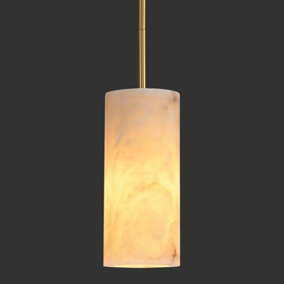 CityFurn 1-Light Kitchen Island Cylinder Pendant Lights with Alabaster Shade