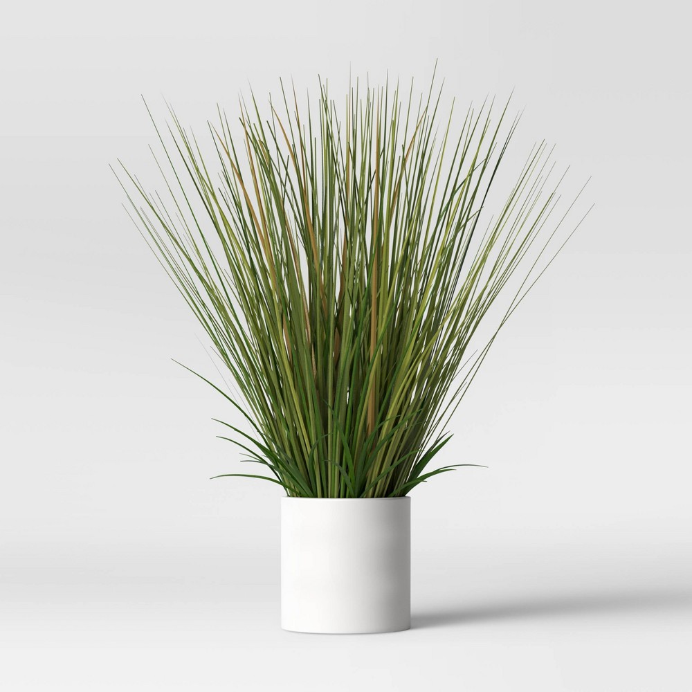 Photos - Garden & Outdoor Decoration 25" x 15" Artificial Onion Grass Arrangement in Ceramic Pot - Threshold™