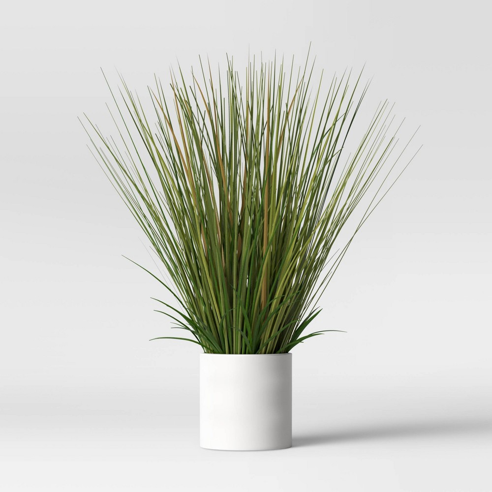 ( case of 2 Paz) 25" x 15" Artificial Onion Grass Arrangement in Ceramic Pot - Threshold™