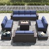 LayinSun 13 Pieces Outdoor Patio Furniture Set with 44" Fire Pit Table Rattan Sectional Sofa Conversation Sets - 2 of 4