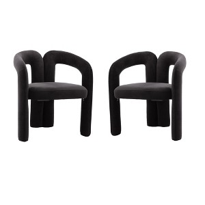 PAGED Modern Accent Chairs Set of 2, Wood Frame Velvet Fabric Arm Chair with Back, Barrel Dining Chair for Living Room, Dining Room - 1 of 4