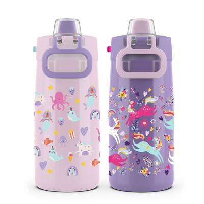 2pk Colby Kids&#39; Stainless Steel 12oz Water Bottles Pink/Purple - Ello