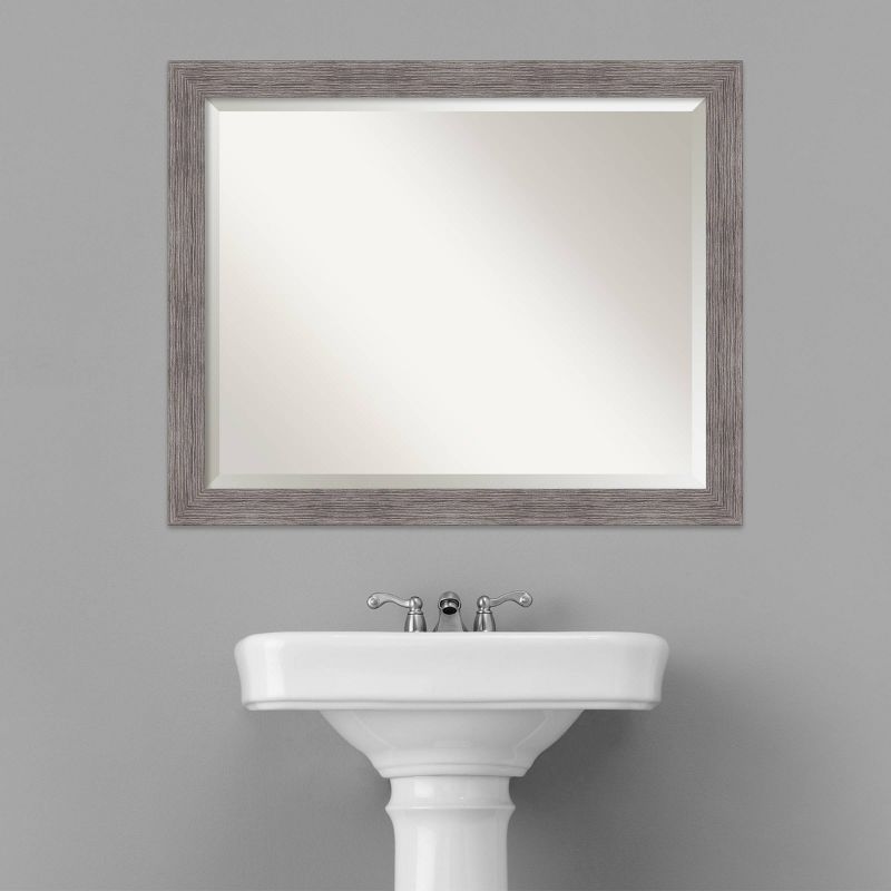 Pinstripe Narrow Framed Bathroom Vanity Wall Mirror Gray - Amanti Art, 4 of 10