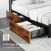 Bed Frame, Storage Headboard with Charging Station, Platform Metal Bed Frame with 4 Storage Drawers, No Box Spring Needed, Noise Free, Brown (Full) - 4 of 4