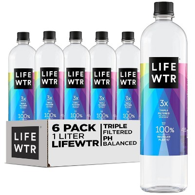LIFEWTR Premium Purified Water, pH Balanced with Electrolytes, 33.8 Fl Oz, 1L (Pack of 6)