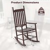 Costway Outdoor Wooden Rocking Chair with Solid Rocking Base Slatted Seat & Back Patio Black/Brown/White - 3 of 4