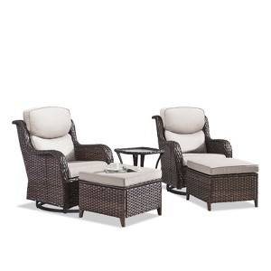Gymojoy Outdoor Gliders Chairs Swivel Chairs Ottoman with 5-Inch Thick Cushions - 1 of 4