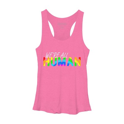 Adult Design By Humans We're All Human Rainbow Pride By JuTrading Racerback Tank Top