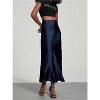 Women's Satin Maxi Skirt - High Waist A-Line Long Skirt for Elegant Office Wear Deep Blue - 4 of 4