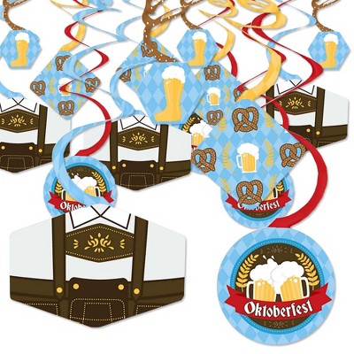 Big Dot of Happiness Oktoberfest - Beer Festival Hanging Decor - Party Decoration Swirls - Set of 40