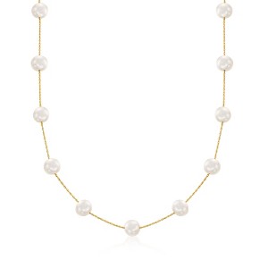 Ross-Simons 7-7.5mm Cultured Pearl Station Necklace in 14kt Yellow Gold - 1 of 4