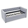 PDTEND Twin Size Tufted Upholstered Daybed with Trundle, Square Arms, Buttons & Copper Nails - 2 of 4