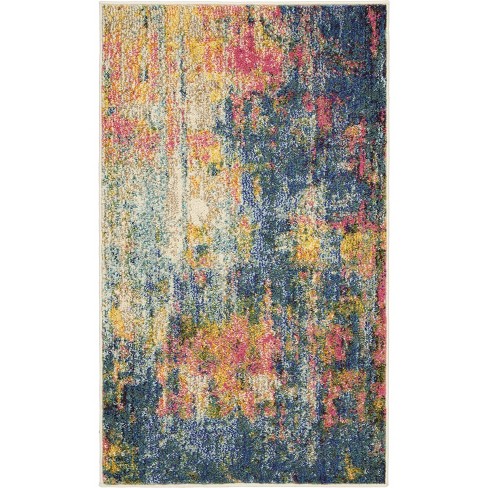 Area Rug Blue Nourison, Blue And Yellow Area Rugs