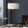 Pacific Coast Lighting Hugo 28" Tall Modern Industrial Table Lamp USB Port Brown Gunmetal Finish Metal Single White Shade Living Room Charging Bedroom - 2 of 4