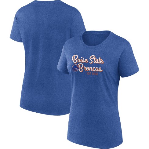 NCAA Boise State Broncos Women's Cursive Short Sleeve Crew Neck T-Shirt - L