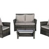 Outdoor Sofa Set, 4 Pcs Rattan Wicker Sofa, Sofa Set with Armrest Chairs and Tempered Glass Coffee Table, Sofas with Cushions-Coolbibila - 4 of 4