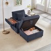 QingMoon Single Lounge Chaise Chair, Corduroy Lazy Sofa with Storage Ottoman, Table Board and Cup Holders for Living Room, Apartment - 2 of 4