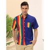 Lars Amadeus Men's Summer Striped Patchwork Short Sleeves Button Down Hawaiian Shirt - 2 of 4