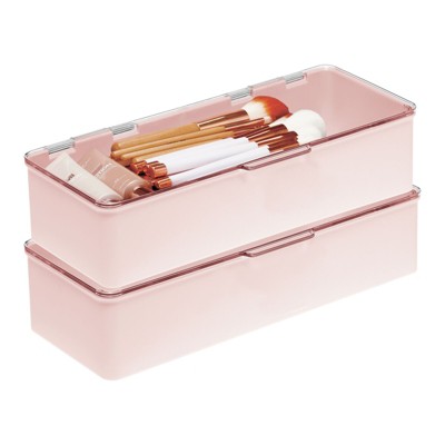 Plastic Cosmetic Drawer Organizer Tray in Clear/Rose Gold - 4 x 8 x 2 in  Clear/Gold, P…