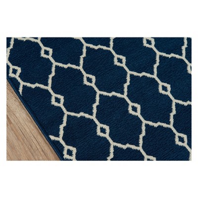 Navy Blue Rectangular Flat Woven Synthetic Area Rug 5' x 7'