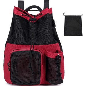 Mesh Drawstring Backpack with Shoe Bag, Durable String Sack with Handle for Gym, Beach, and Yoga Travel - 1 of 4