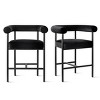 Set of 2 Velvet Bar Stools with Back and Arms, Modern Counter Height Chairs with Wide Seat and Metal Legs for Kitchen Island-Maison Boucle - 4 of 4