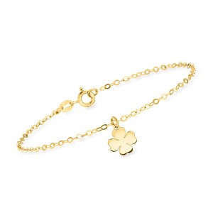 Ross-Simons Italian 14kt Yellow Gold 4-Leaf Clover Charm Bracelet - 1 of 3