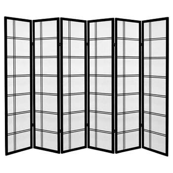 6 ft. Tall Canvas Double Cross Room Divider - Black (6 Panels)
