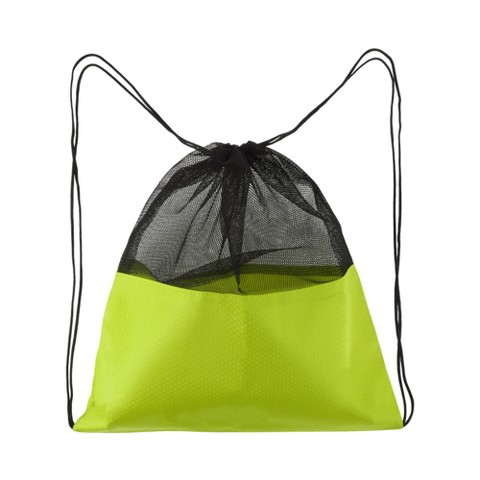 Unique Bargains Drawstring Backpacks Polyester Fluorescent Green 1 Pc