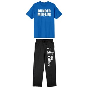 The Office Dunder Mifflin Men's Short Sleeve Shirt & Sleep Pants Set - 1 of 4
