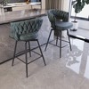 26" Suede Woven Bar Stool Set of 2, 360¡ã Swivel Counter Stools with Back, Armrest, Footrest, Metal Legs - 4 of 4