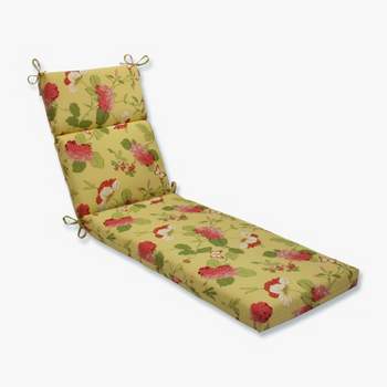 Outdoor Chaise Lounge Cushion - Yellow/Red Floral - Pillow Perfect
