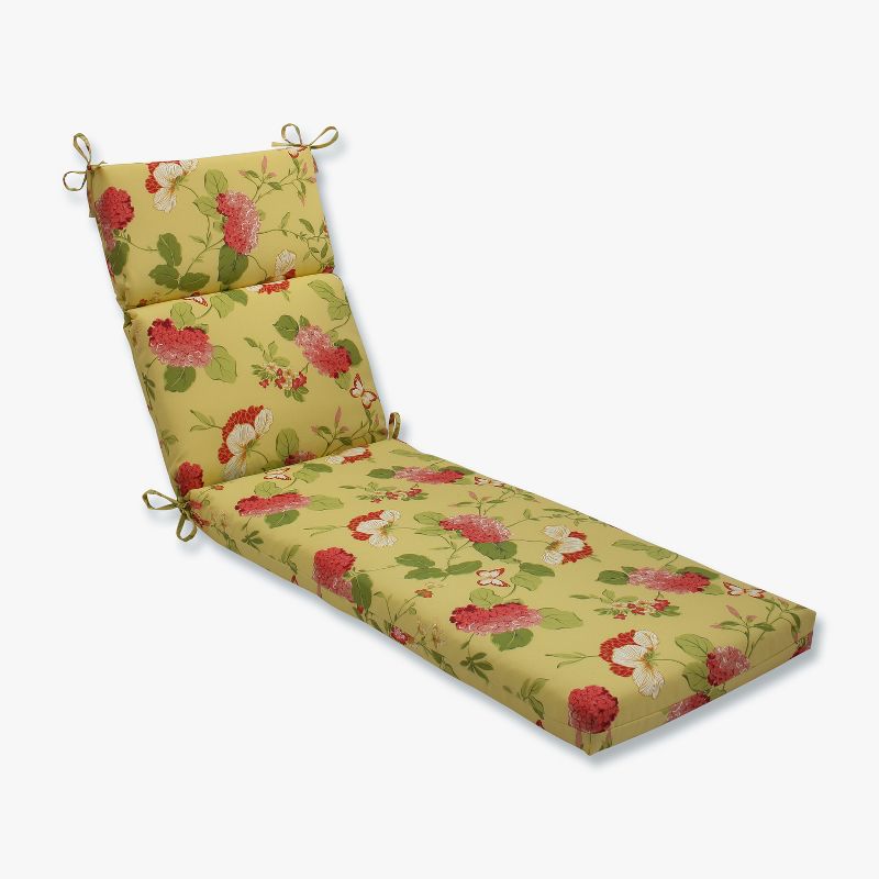 Outdoor Chaise Lounge Cushion - Yellow/Red Floral - Pillow Perfect, 1 of 5