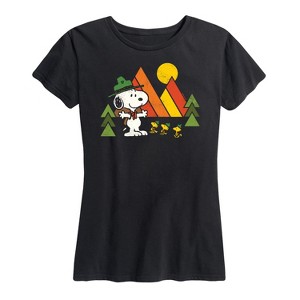 Women's - Peanuts - Retro Snoopy and Woodstock Forest Short Sleeve Graphic T-Shirt - 1 of 4