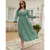 Clearlove Women's Plus Size V-Neck Long Sleeves A-Line Pleated Floor Length Formal Dress - 2 of 4