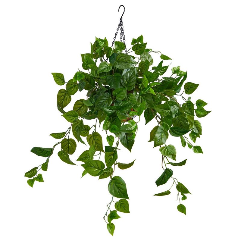 Nearly Natural 2.5-ft Philodendron Artificial Plant in Hanging Basket, 1 of 5