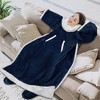 PAVILIA Wearable Blanket with Sleeves and Foot Pockets, Fleece Warm Snuggle Pocket Sleeved Throw for Women Men Adults - 3 of 4