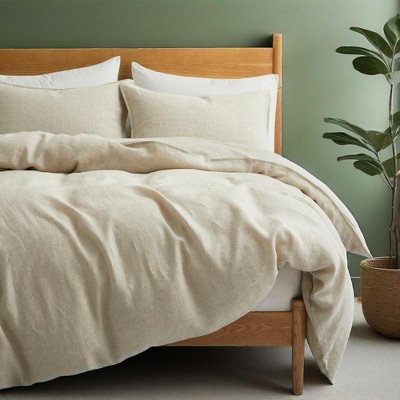 Peace Nest Linen Cotton Blend Duvet Cover Set, Durable, Breathable & Moisture-Wicking, 3 Piece Bedding Set with Pillow Shams